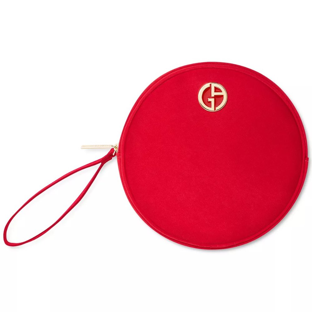 NIP Giorgio Armani Red Round Cosmetic Bag Wristlet